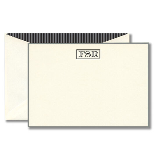 Randolph Graphite Border Monogram Correspondence Cards
